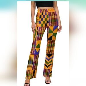 BAIKUTOUAN African Kente Cloth Ethnic Art Pattern Yoga Pants Size M